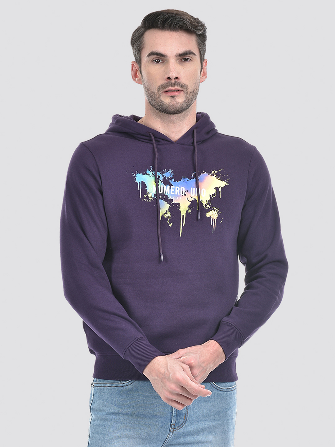 Numero Uno Men Typography Purple Sweat Shirt